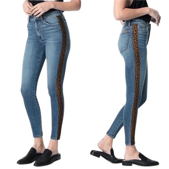 Joe’s Jeans Charlie High Rise Skinny Ankle Jeans Leopard Stripes - Picture 1 of 13